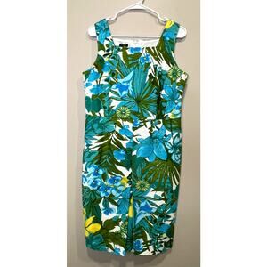 TALBOTS DRESS FLORAL PRINT SHEATH SLEEVELESS RESORT SZ 12P
